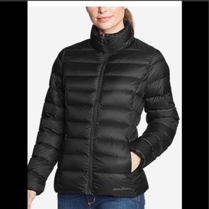 EDDIE BAUER Black Goose Down Zip Warm Puffy Coat/Jacket-Size Small